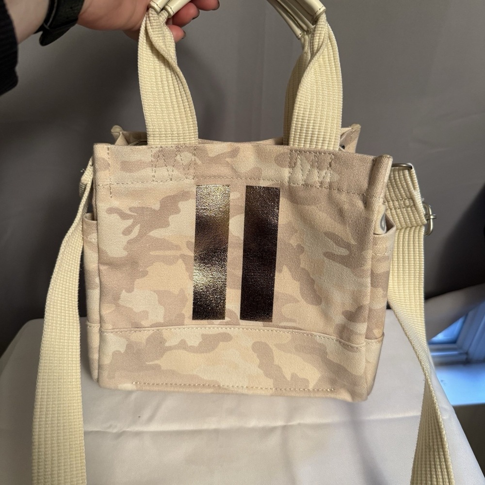 KOALA KANVAS Mini Luxe North South Tote Purse Blush Camo Rose Gold Stripes